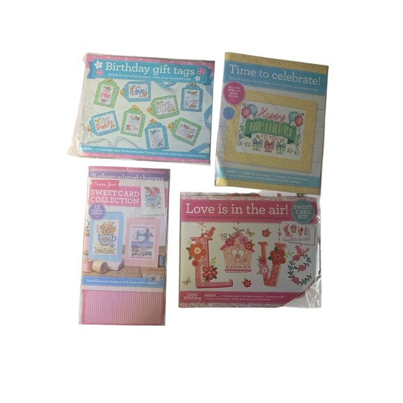The World of Cross Stitching Card Making Kit Lot of 4 Crafty Variety Gift Tags - Picture 1 of 2